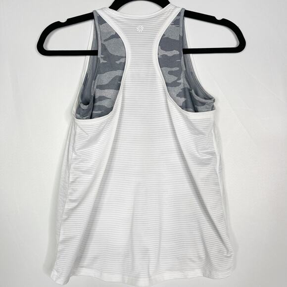 Athleta Girl XLarge 14 Tie Breaker Tank Top Camo Gray White Double Layer Active - Picture 2 of 14